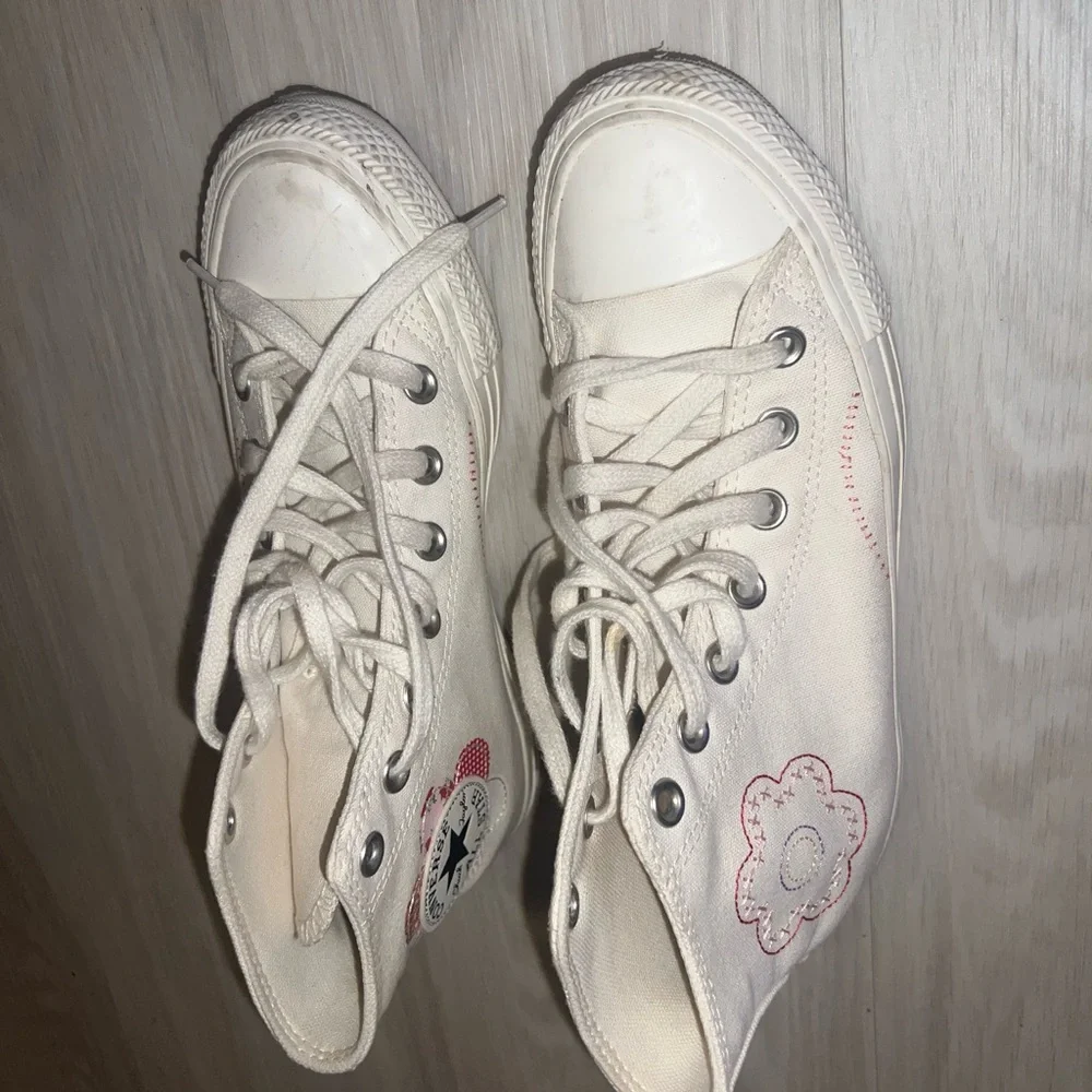 Converse White Floral Canvas High-Top Sneakers